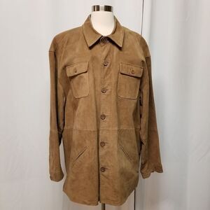 Vintage Paradise‎ Collection Suede Leather Button Down Utility Coat Woman's XL